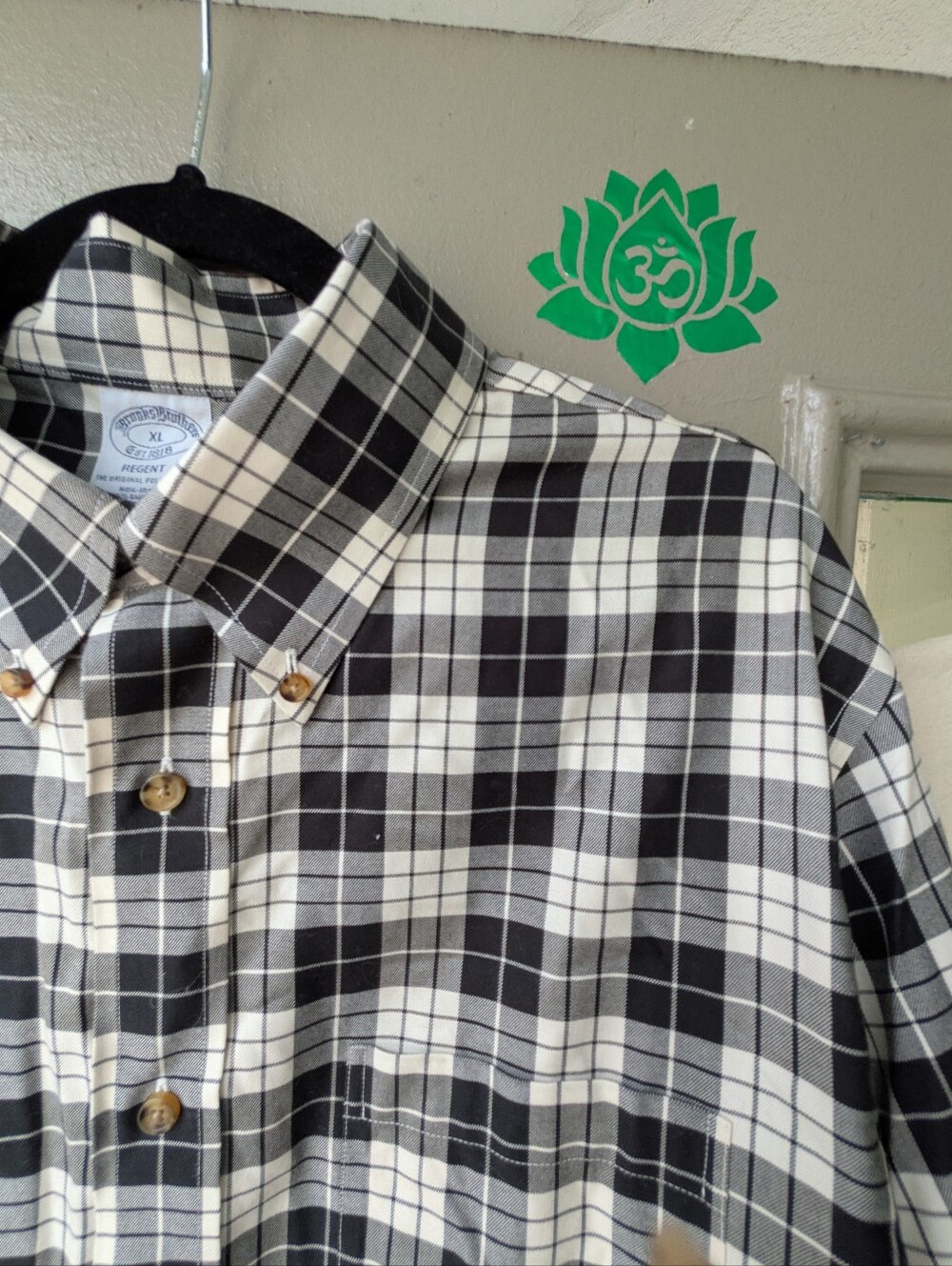 Brooks Brothers Regent Black & White Plaid Button-Down Shirt, Supima Cotton